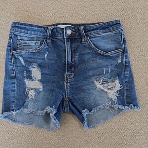 Vervet Blue Distressed Mid-Rise Jean Shorts - Size Large